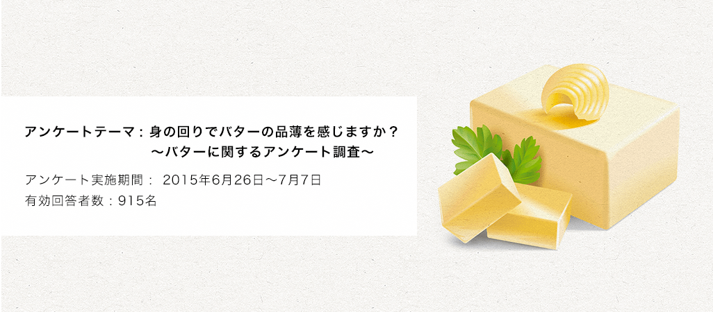 アンケートテーマ : 「バターの品薄」に関する消費者の意識を明らかにする